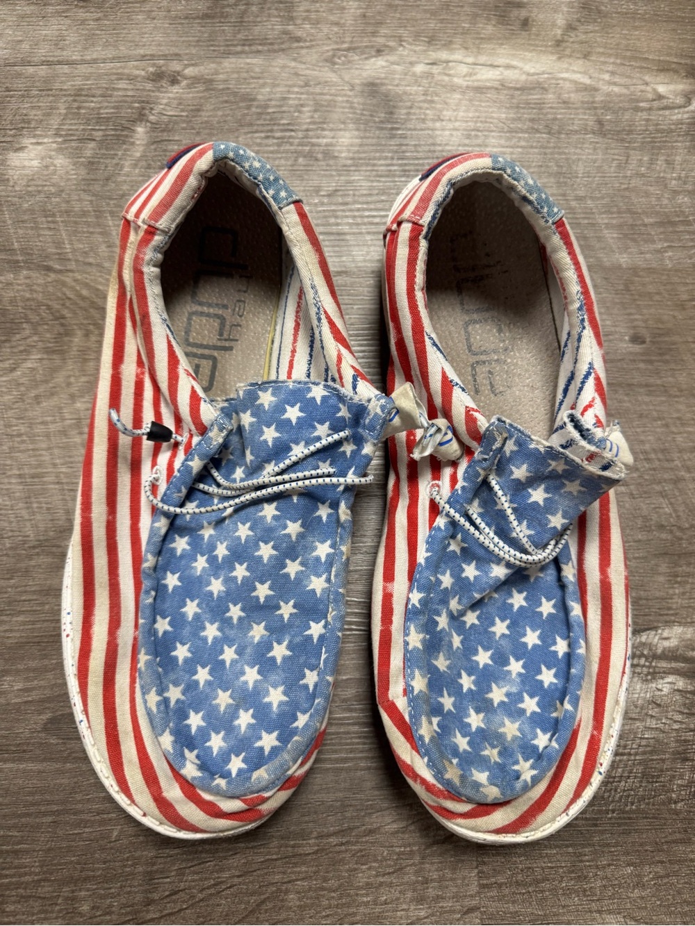Hey Dude Wally Stars N Stripes USA Flag Shoes Size 12